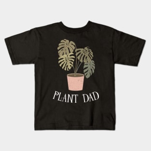 Plant Dad - Boho Monstera Plant (White) Kids T-Shirt